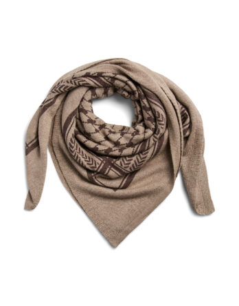 PIECES NOVIS SMALL SQUARE SCARF NOOS Greige Coffee Quartz