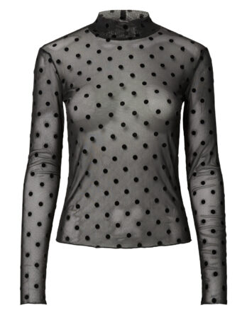 PIECES JESHI LS HIGH NECK TOP JRS BC Black Dots