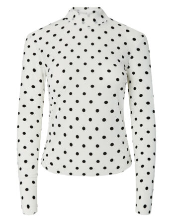 PIECES JESHI LS HIGH NECK TOP JRS BC Cloud Dancer Dots