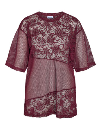NOISY MAY LUCCA 2/4 LACE PRINT T-SHIRT JRS FWD FIG