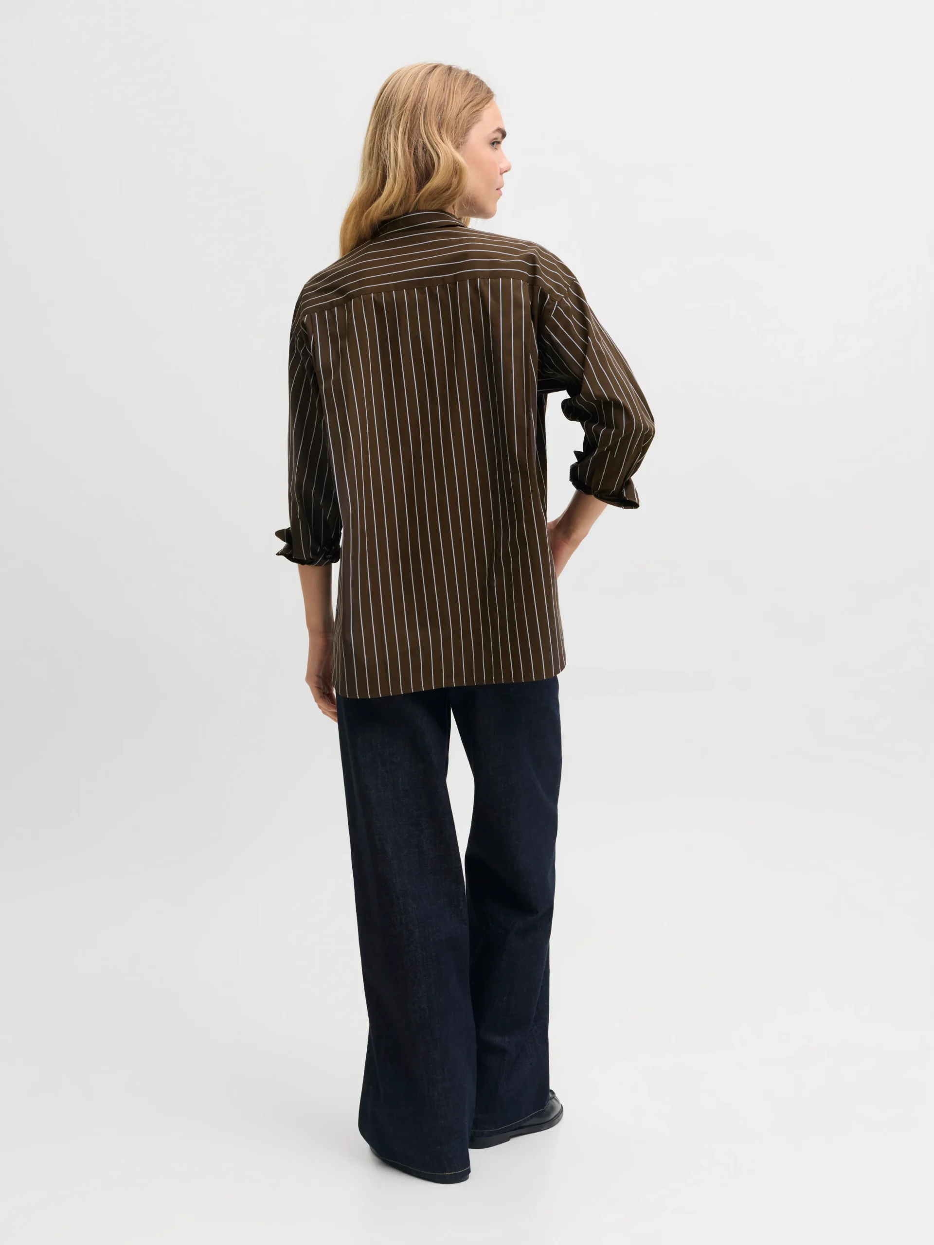 JJXX JAMIE LS RELAXED POPLIN SHIRT WVN NOOS Demitasse THIN WHITE - Billede 9