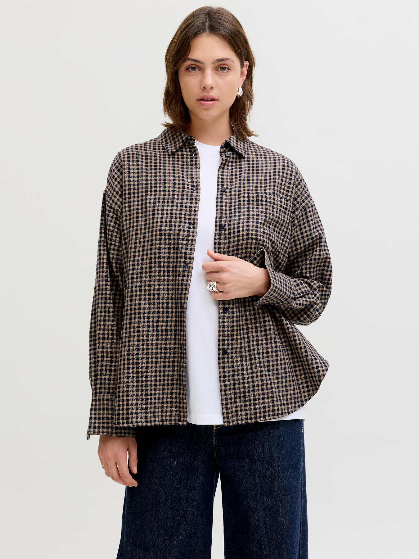 JJXX JAMIE CHECK FLANNEL LS SHIRT WVN SN Slate Black CHECK - Billede 2