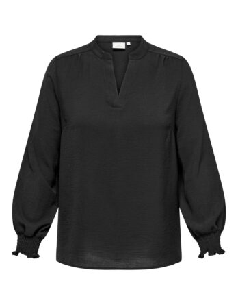 ONLY CARMAKOMA METTA L/S V-NECK TOP WVN NOOS BLACK