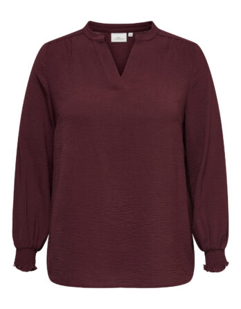 ONLY CARMAKOMA METTA L/S V-NECK TOP WVN NOOS Tawny Port