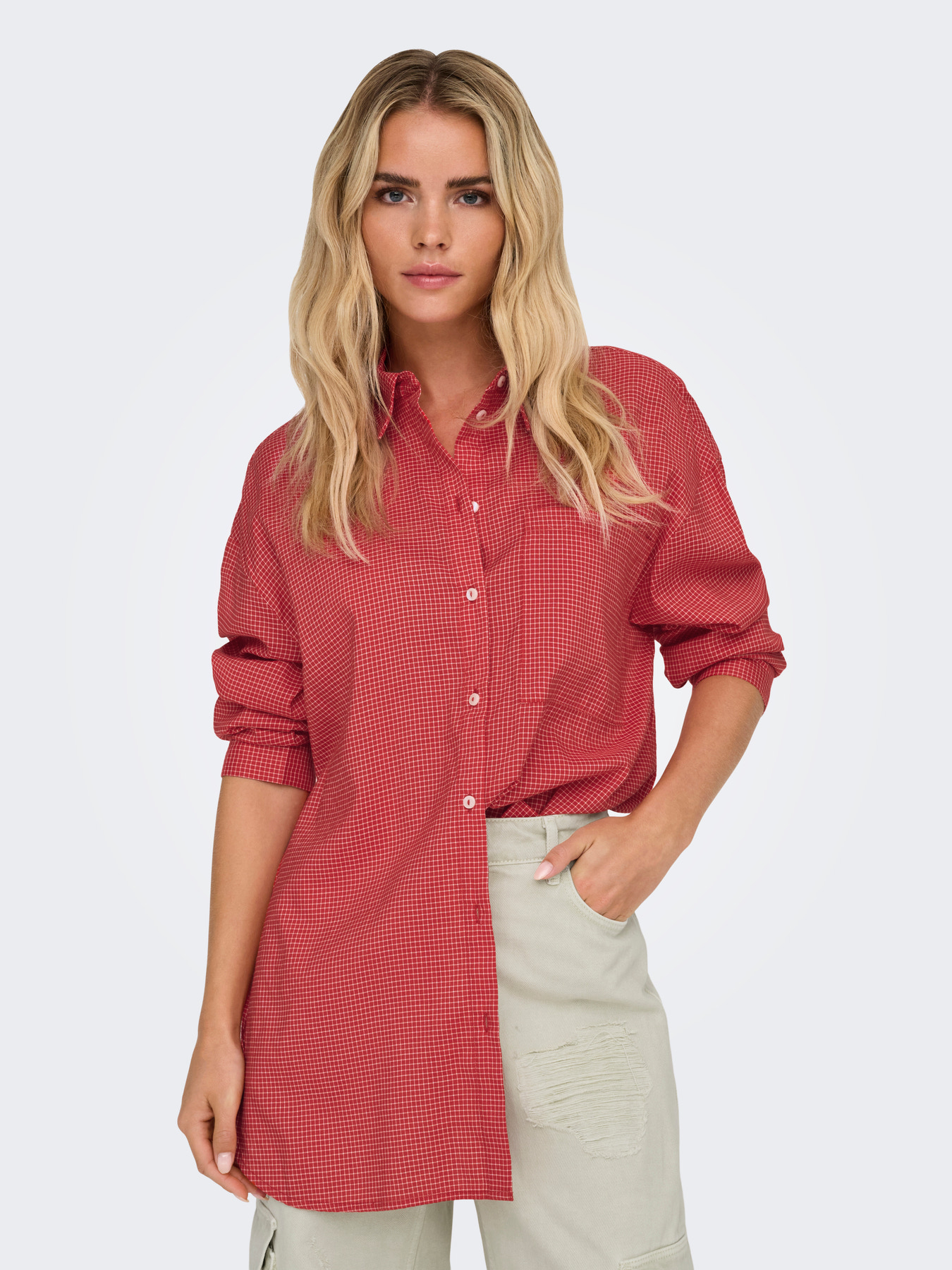 ONLY MAGGIE L/S CHECK SHIRT WVN - Billede 4