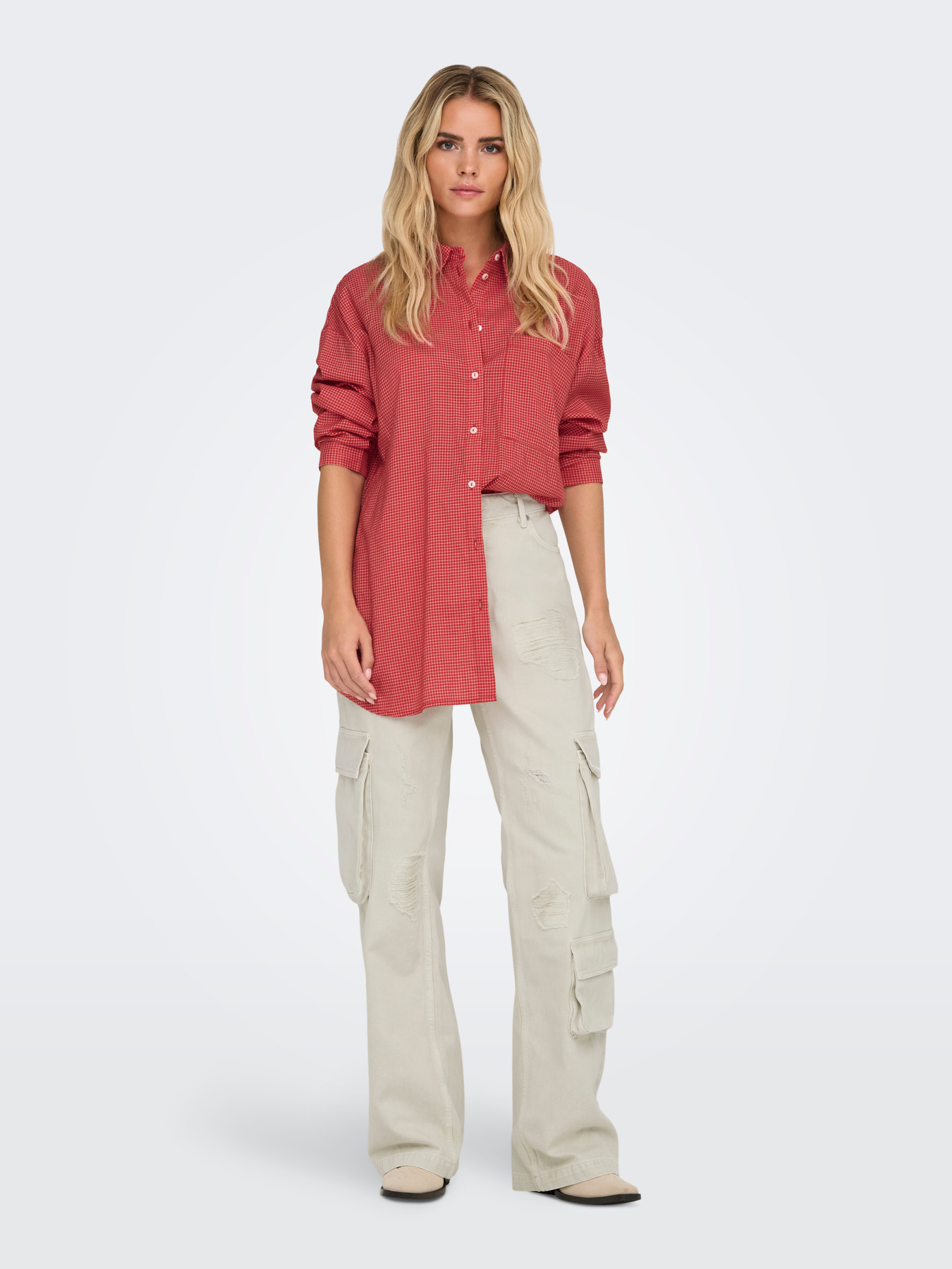 ONLY MAGGIE L/S CHECK SHIRT WVN - Billede 3