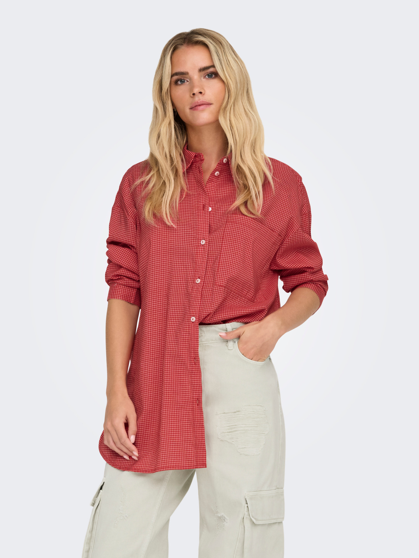 ONLY MAGGIE L/S CHECK SHIRT WVN - Billede 2