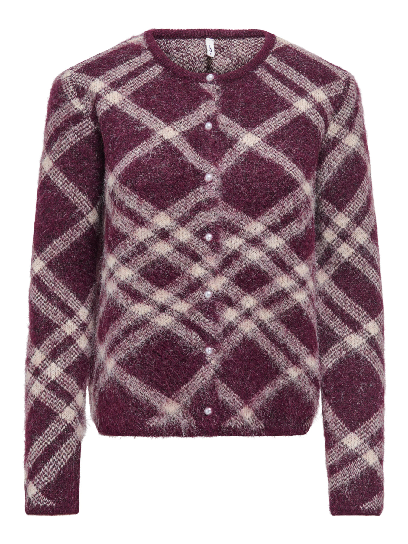 ONLY NOEME LS O-NECK CARDIGAN KNT Fig Check/Oatmeal/Fmop/Mel