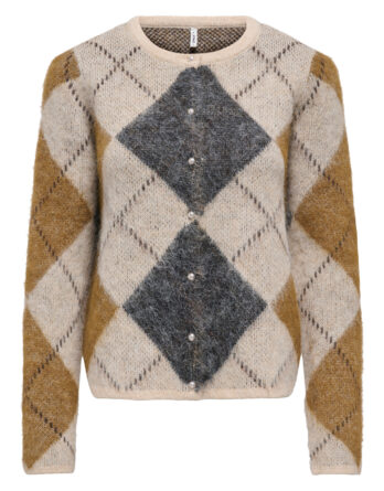 ONLY NOEME LS O-NECK CARDIGAN KNT Oatmeal Argyle/DGM/Breen/Bracken/Fmop/Mel