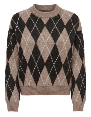 JDY BIANKA L/S ARGYLE PULLOVER KNT NOOS BRUN