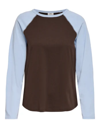 JDY JEANETT L/S RAGLAN CONTRAST TOP JRS Coffee Bean KENTUCKY BLUE CONTRAST