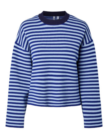 PIECES JASSY LS O-NECK KNIT NOOS BC Bluing CASHMERE BLUE - MARITIME BLUE NECKLINE