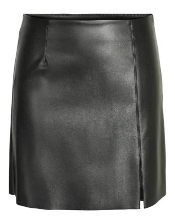 NOISY MAY CLARA PENNY COATED HW SLIT SKIRT Black