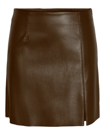 NOISY MAY CLARA PENNY COATED HW SLIT SKIRT Demitasse